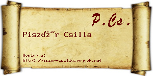 Piszár Csilla névjegykártya